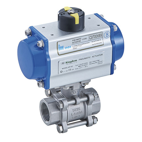 Válvula de bola - 50070 - BENE INOX - con control neumático / hembra-hembra / de 3 piezas