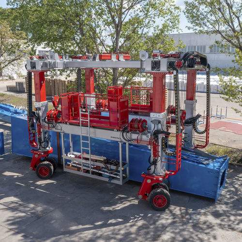 Carretilla elevadora de tipo straddle (horcaja) para vigas prefabricadas de hormigón - IL60GC-90°RC - INDUSTRIAL LIFT - para la manipulación de contenedores / para cargas pesadas / con neumáticos