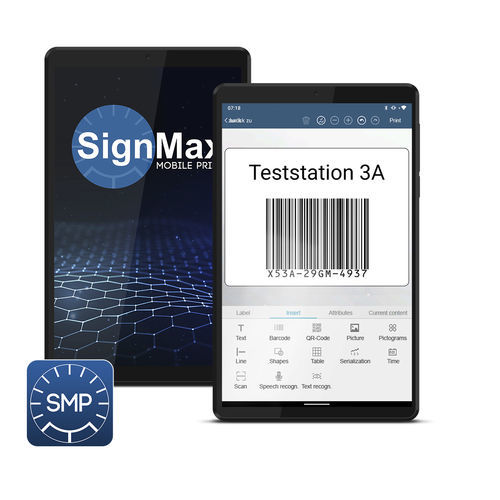 Software de creación de etiquetas de código de barras - SignMax MP - Max Systems GmbH - para la impresión de etiquetas / Androïd