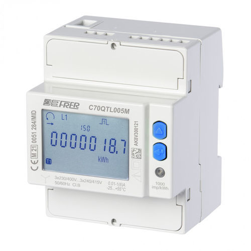 Contador de energía eléctrica trifásico - C70QTL005M4CAD - FRER - en riel DIN / Modbus / salida de impulsos