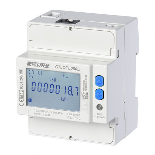 Contador de energía eléctrica trifásico - C70QTL080E4CAD - FRER - en riel DIN / certificado MID / multiprecio
