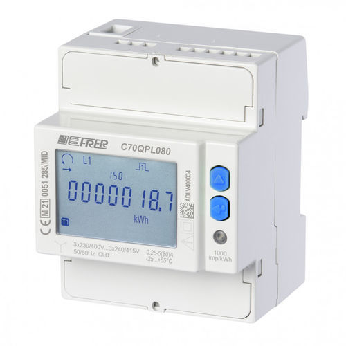 Contador de energía eléctrica trifásico - C70QPL series - FRER - en riel DIN / certificado MID / communicante