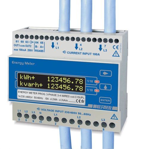 Contador de energía eléctrica trifásico - C15DPL100 - FRER - en riel DIN / Modbus RTU / con comunicación integrada