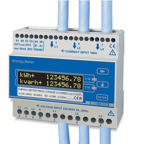 Contador de energía eléctrica trifásico - C15UPL100 - FRER - en riel DIN / Modbus RTU / con pantalla LCD