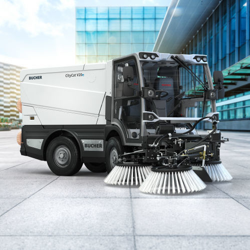 Barredora para montaje en vehículo - CityCat V20e - Bucher Municipal AG - eléctrica / de exterior / de polvo