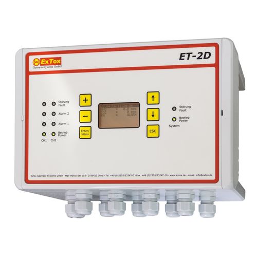 Central de detección de gas visualizador LCD - ET-2D series - ExTox Gasmess-Systeme - para fijación en riel DIN / de pared / de gas tóxico