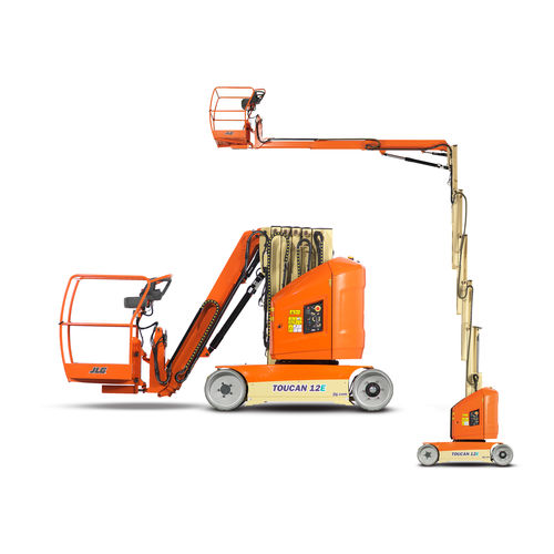 Cesta vertical móvil - T12E-Plus Toucan®  - JLG Industries Inc. - alimentada por batería / para uso en interiores y exteriores / compacta