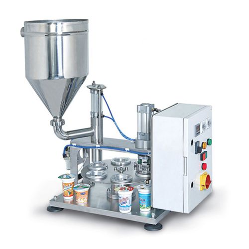 Llenadora selladora de vasos - TEK01 - Jacopack - semiautomática / rotativa / de queso