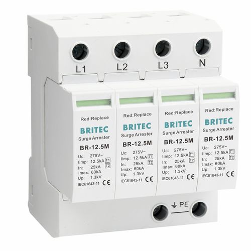 Protector de sobretensión de tipo 1 - BR-12.5M 4P series - Britec Electric Co., Ltd - de tipo 2 / clase I / clase II