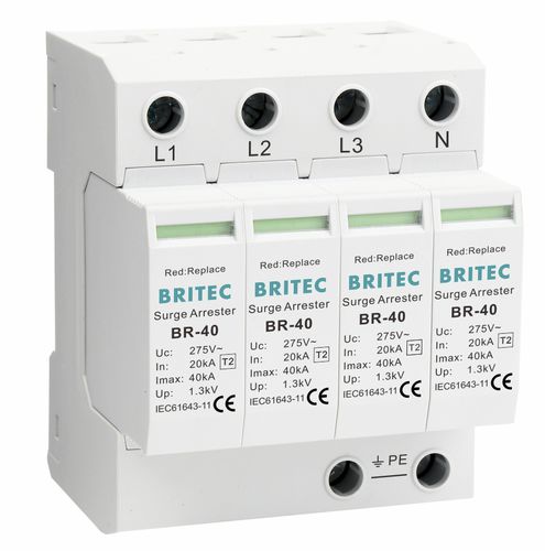 Protector de sobretensión de tipo 2 - BR-40 4P series - Britec Electric Co., Ltd - clase IEC 2 / de instalación eléctrica / con teleseñalización