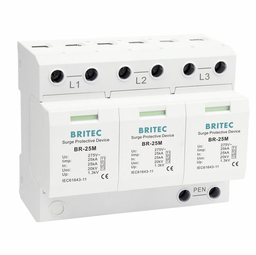 Protector de sobretensión de tipo 1 - BR-25M 3P series - Britec Electric Co., Ltd - de tipo 2 / de tipo 3 / clase I