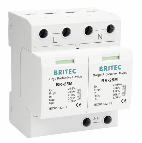 Protector de sobretensión de tipo 1 - BR-25M 2P series - Britec Electric Co., Ltd - de tipo 2 / de tipo 3 / clase I