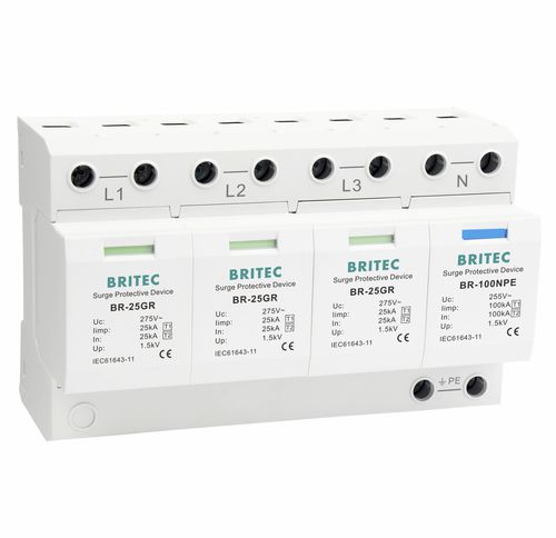 Protector de sobretensión de tipo 1 - BR-25GR 3+1 series - Britec Electric Co., Ltd - clase I / de instalación eléctrica / para línea eléctrica