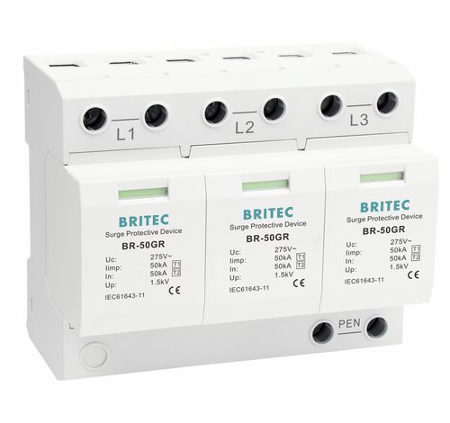 Protector de sobretensión de tipo 1 - BR-50GR 3P series - Britec Electric Co., Ltd - de tipo 2 / clase I / clase II