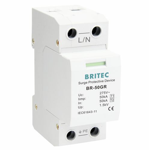 Protector de sobretensión de tipo 1 - BR-50GR 1P series - Britec Electric Co., Ltd - de tipo 2 / clase I / clase II
