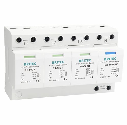 Protector de sobretensión de tipo 1 - BR-50GR 3+1 series - Britec Electric Co., Ltd - de tipo 2 / clase I / clase II