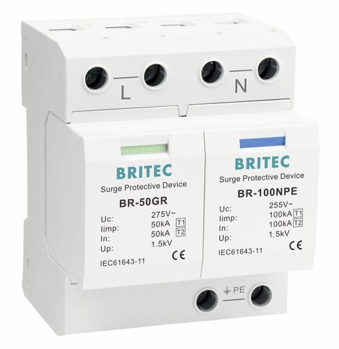 Protector de sobretensión de tipo 1 - BR-50GR 1+1 series - Britec Electric Co., Ltd - de tipo 2 / clase I / clase II