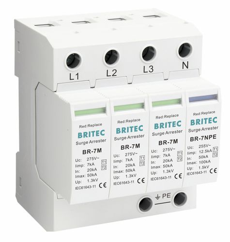 Caja de protector de sobretensión de tipo 1 - BR-7M 3+1 series - Britec Electric Co., Ltd - de tipo 2 / clase I / clase II