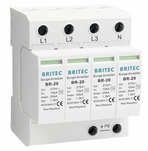 Caja de protector de sobretensión de tipo 2 - BR-20 4P series - Britec Electric Co., Ltd - clase II / con teleseñalización / para alimentación eléctrica