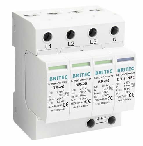 Protector de sobretensión de tipo 2 - BR-20 3+1 series - Britec Electric Co., Ltd - clase II / de instalación eléctrica / con teleseñalización