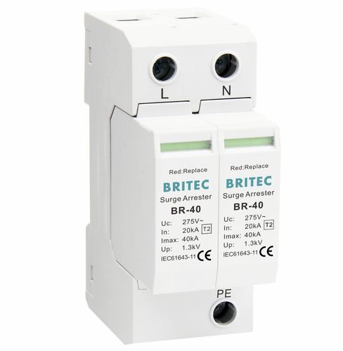 Protector de sobretensión de tipo 2 - BR-40 2P series - Britec Electric Co., Ltd - clase II / de instalación eléctrica / con teleseñalización