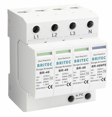 Protector de sobretensión de tipo 2 - BR-40 3+1 series - Britec Electric Co., Ltd - clase II / de instalación eléctrica / con teleseñalización