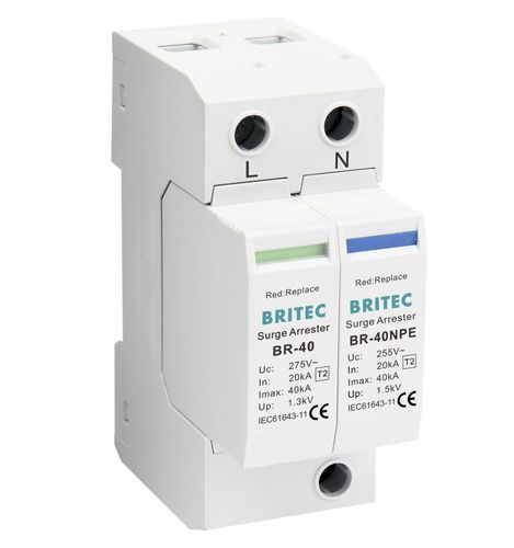 Protector de sobretensión de tipo 2 - BR-40 1+1 series - Britec Electric Co., Ltd - clase II / de instalación eléctrica / con teleseñalización