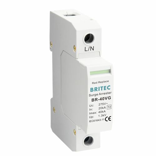 Protector de sobretensión de tipo 2 - BR-40VG 1P series - Britec Electric Co., Ltd - clase II / con teleseñalización / enchufable