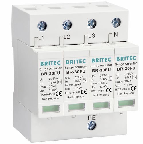 Protector de sobretensión de tipo 2 - BR-30FU 4P series - Britec Electric Co., Ltd - clase II / de instalación eléctrica / con teleseñalización