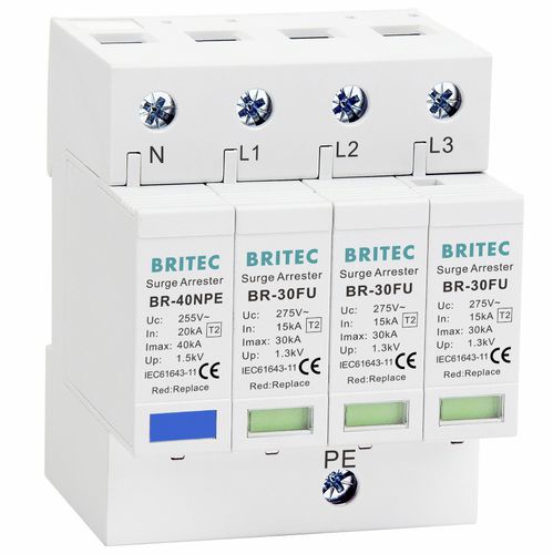 Protector de sobretensión de tipo 2 - BR-30FU 3+1 series - Britec Electric Co., Ltd - clase II / de instalación eléctrica / con varistor