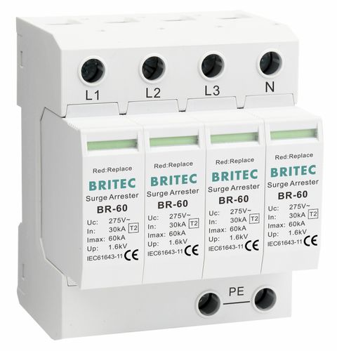 Caja de protector de sobretensión 4 polos - BR-60 4P series - Britec Electric Co., Ltd - de tipo 2 / clase II / con teleseñalización