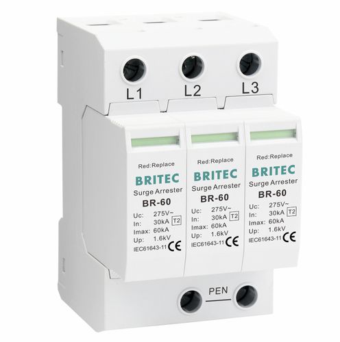 Protector de sobretensión de tipo 2 - BR-60 3P series - Britec Electric Co., Ltd - clase II / de instalación eléctrica / con teleseñalización