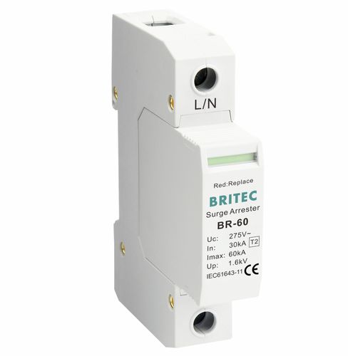 Protector de sobretensión de tipo 2 - BR-60 1P series - Britec Electric Co., Ltd - clase II / de instalación eléctrica / con teleseñalización