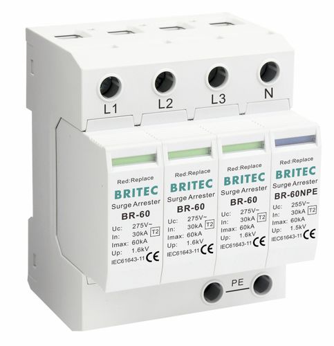 Protector de sobretensión de tipo 2 - BR-60 3+1 series - Britec Electric Co., Ltd - clase II / de instalación eléctrica / con teleseñalización