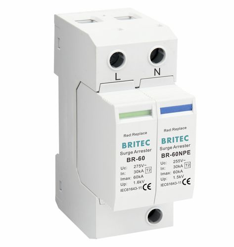 Caja de protector de sobretensión de tipo 2 - BR-60 1+1 series - Britec Electric Co., Ltd - clase II / con teleseñalización / para aplicaciones de telecomunicaciones