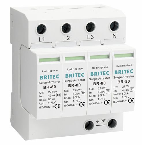 Protector de sobretensión de tipo 2 - BR-80 4P series - Britec Electric Co., Ltd - clase II / de instalación eléctrica / con teleseñalización