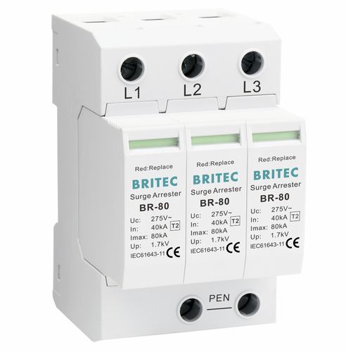 Protector de sobretensión AC - BR-80 3P series - Britec Electric Co., Ltd - de tipo 2 / clase II / de instalación eléctrica