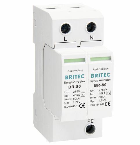 Caja de protector de sobretensión de tipo 2 - BR-80 2P series - Britec Electric Co., Ltd - clase II / con teleseñalización / para alimentación eléctrica