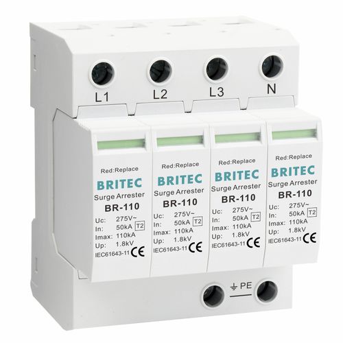 Caja de protector de sobretensión de tipo 2 - BR-110 4P series - Britec Electric Co., Ltd - clase II / de instalación eléctrica / con teleseñalización