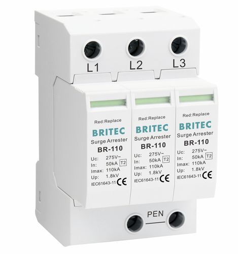 Caja de protector de sobretensión de tipo 2 - BR-110 3P series - Britec Electric Co., Ltd - clase II / de instalación eléctrica / con teleseñalización