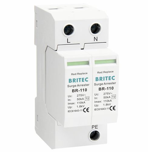 Protector de sobretensión en riel DIN - BR-110 2P series - Britec Electric Co., Ltd - de tipo 2 / clase II / de instalación eléctrica