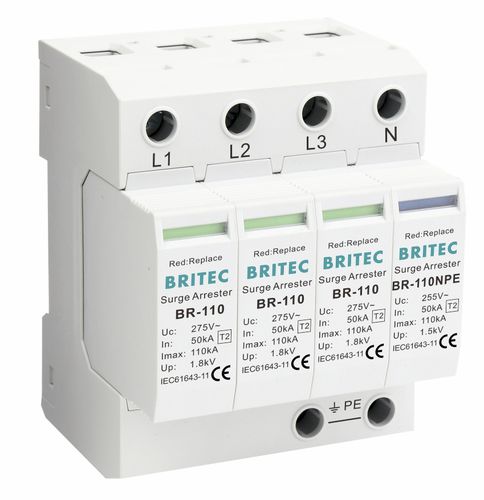 Protector de sobretensión de tipo 2 - BR-110 3+1 series - Britec Electric Co., Ltd - clase II / de instalación eléctrica / con teleseñalización