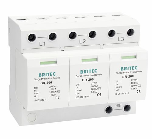 Protector de sobretensión de tipo 2 - BR-200 3P series - Britec Electric Co., Ltd - clase II / de instalación eléctrica / con teleseñalización