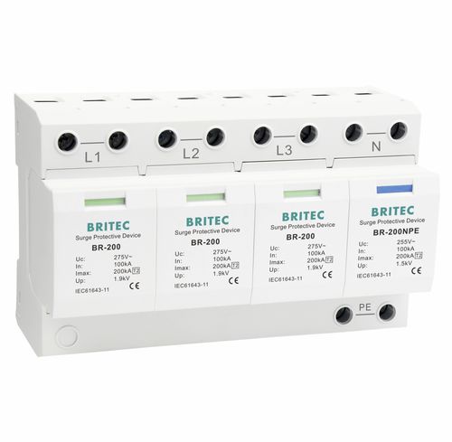 Protector de sobretensión de tipo 2 - BR-200 3+1 series - Britec Electric Co., Ltd - clase II / de instalación eléctrica / con teleseñalización