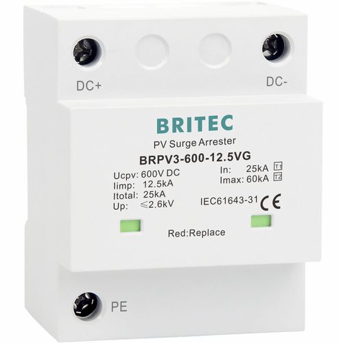 Protector de sobretensión de tipo 1 - BRPV3-600-12.5VG - Britec Electric Co., Ltd - de tipo 2 / clase I / clase II