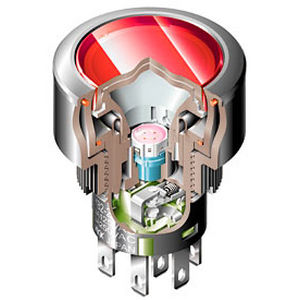 Botón pulsador táctil - YB2 series - NKK Switches - IP65 / con luz / estándar