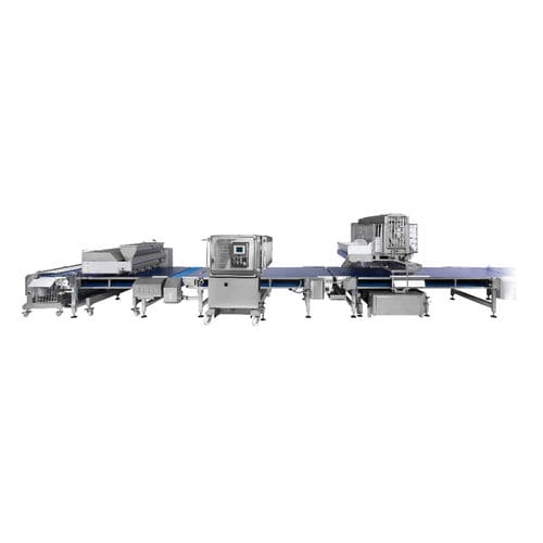 Máquina rellenadora de pizzas controlada por PLC - Alimec - alta capacidad / multicabezal