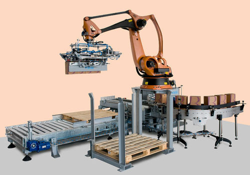 Célula robotizada de paletización - MAS PACK - de empaque / de llenado / para la industria agroalimentaria