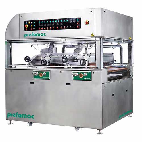Máquina de recubrimiento y temperado para chocolate - SWITCH ULTRA - Prefamac Chocolate Machines N.V. - de acero inoxidable / con mesa vibratoria