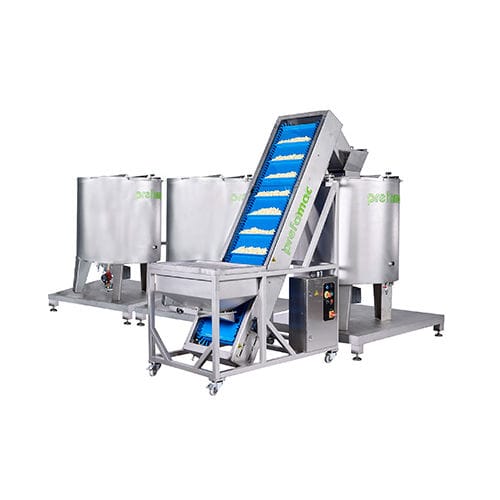 Transportador de banda - Giraffe - Prefamac Chocolate Machines N.V. - inclinado / de alimentación / motor eléctrico